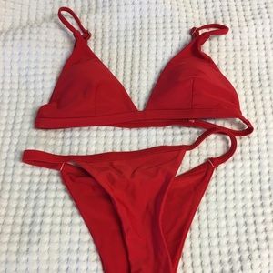 Red Bralette Bikini Set